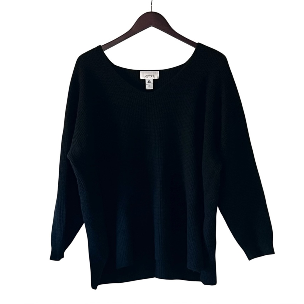 Kersh Woolrich Merino Blend Waffle Knit Sweater Size 2X Dolman Sleeve V-neck